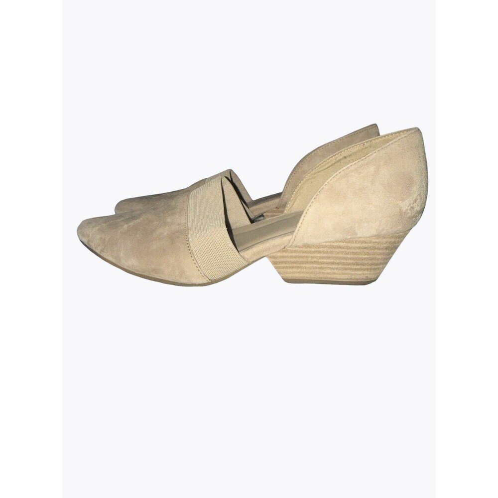 Eileen Fisher Hilly D’Orsay Suede Pumps Heels Pointed Toe Neutral Beige Taupe 8 - Picture 2 of 10
